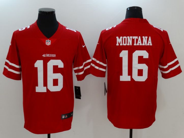 Men San Francisco 49ers 16 Montana Red Nike Vapor Untouchable Limited NFL Jerseys